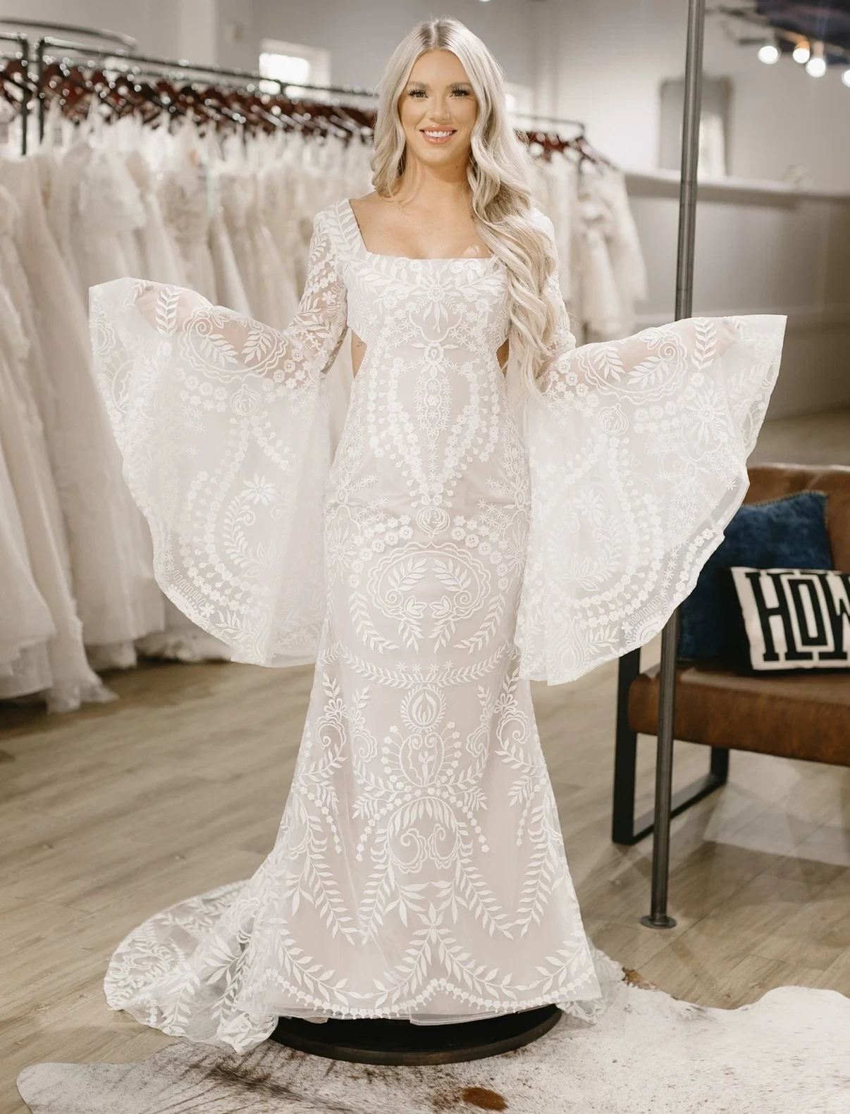 Photo of the model wearing a Bohemian Dresses gown