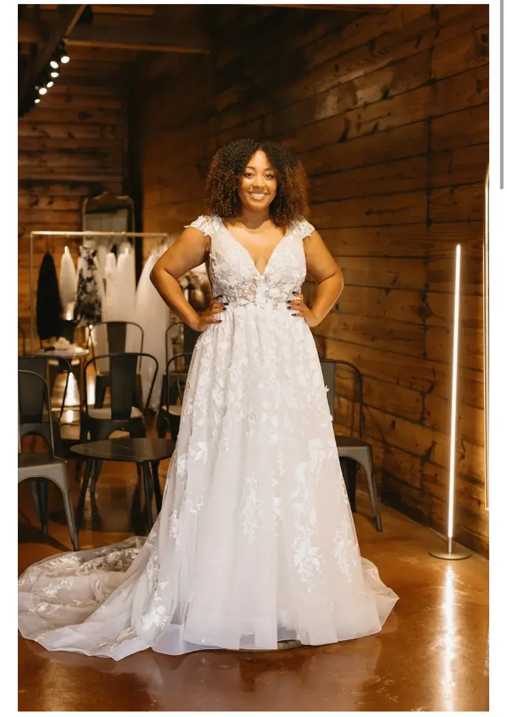 nonna black wedding dress Black Plus Size Wedding Dress,Lace Long Sleeves Bridal Gown,WD00691, US14 / Champagne main image 1